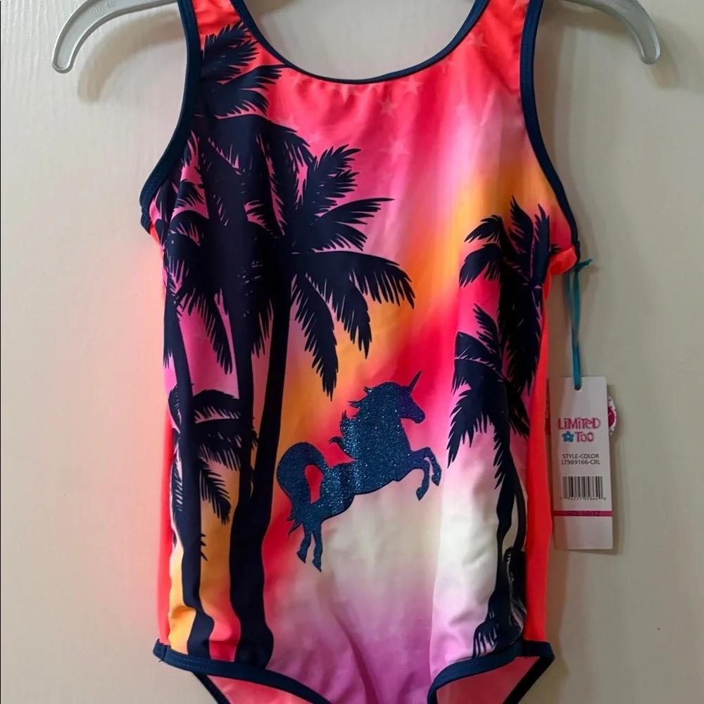 Limited Too Tropical Unicorn Kids Swimsuit - Pink and Purple